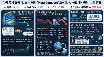 미국 증시 요약 (7/1) — 메타가 클라우드를 판다는 말에, 반도체가 떨었다