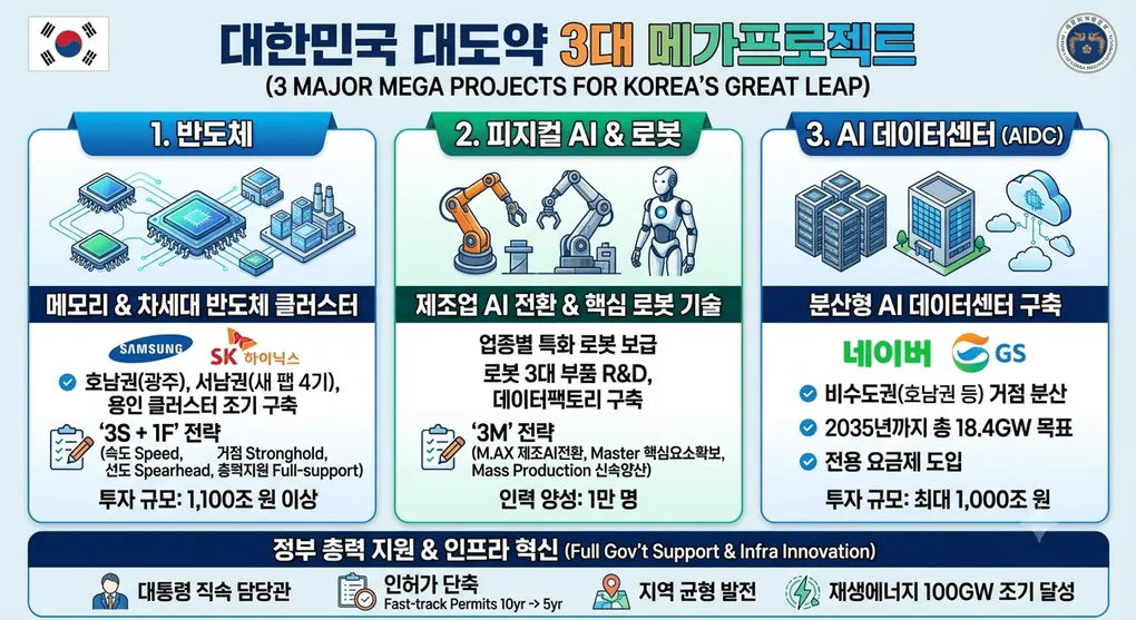 대한민국 대도약 3대 메가프로젝트 총정리: 4,755조 국민보고회, 무엇을 발표했나