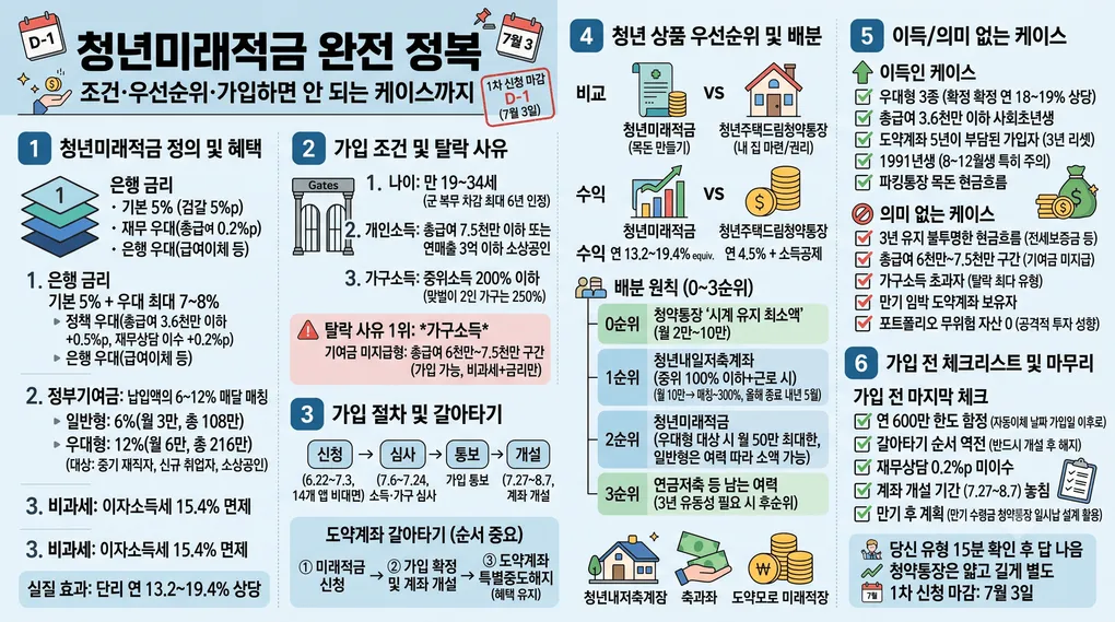 청년미래적금 완전 정복 — 조건·우선순위·가입하면 안 되는 케이스까지 (1차 마감 7/3)