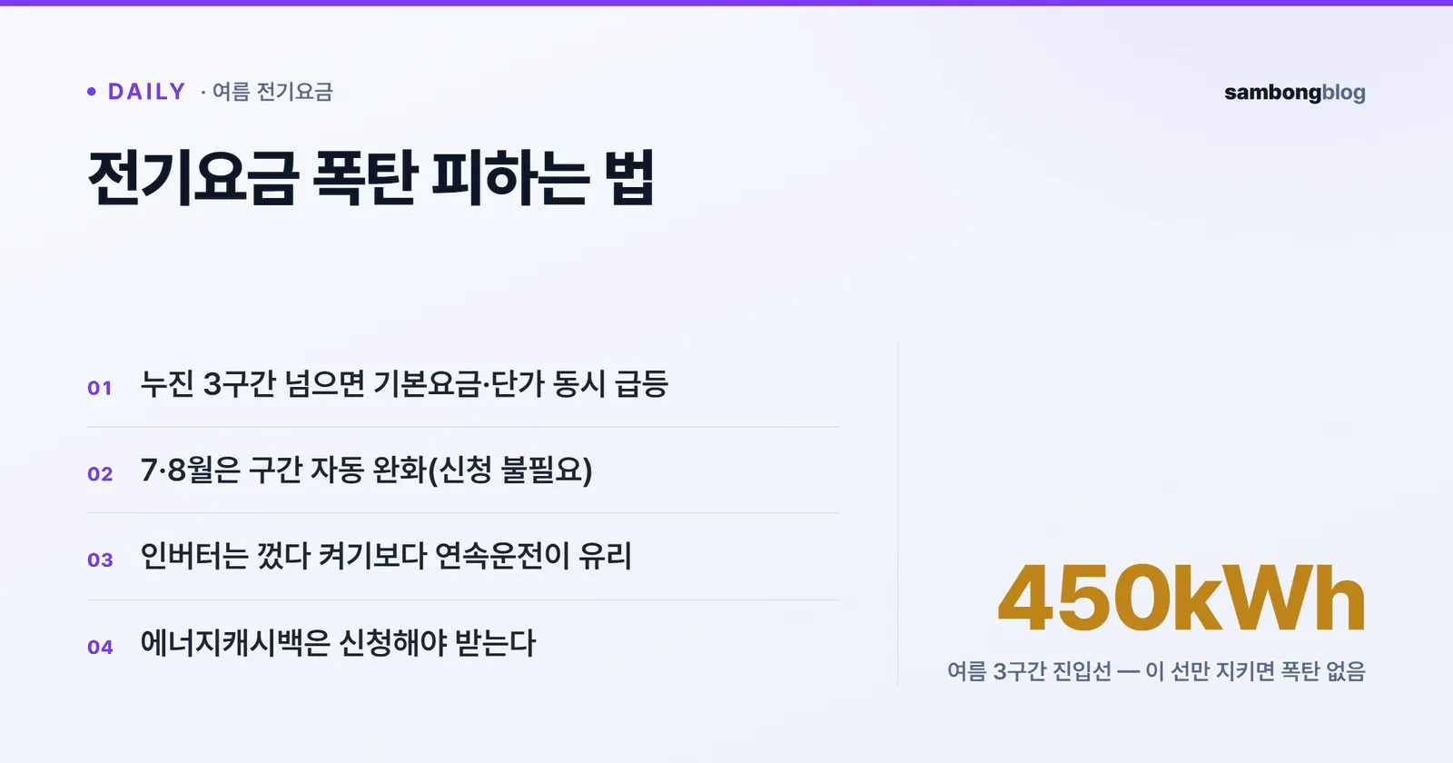 여름 전기요금 누진제 3구간 구조와 절약 핵심 요약